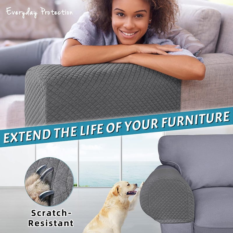 Roytub Stretch Couch Arm Covers, Breathable Armrest Covers for Sofas and Chairs Arm Cover Keep Your Home Clean, Sofa Arm Cover can Decorate and Protect Your Sofa(2 PCS, Grey) - Image 3